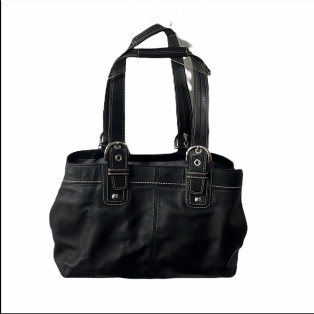 Coach F13733 Soho Black Pleated Leather Tote - Picture 4 of 10